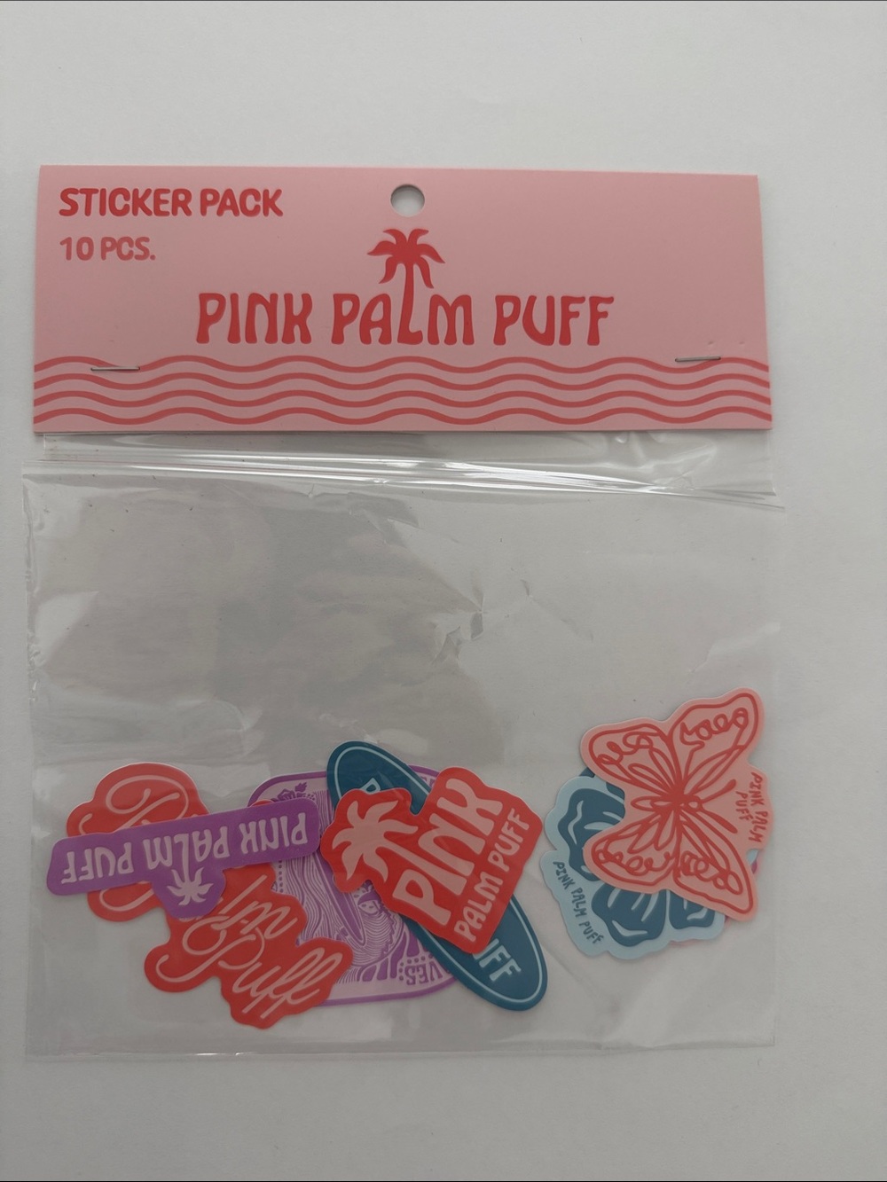 Pink Palm Puff Sticker Pack 10 Pieces Limited Edition